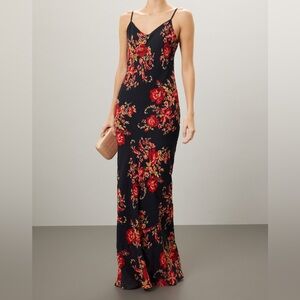 Reformation Parma Maxi Dress in Black with Roses